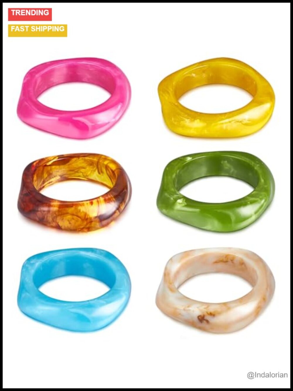 Acrylic Resin Chunky Bangle Bracelets Geometric Cuff Set